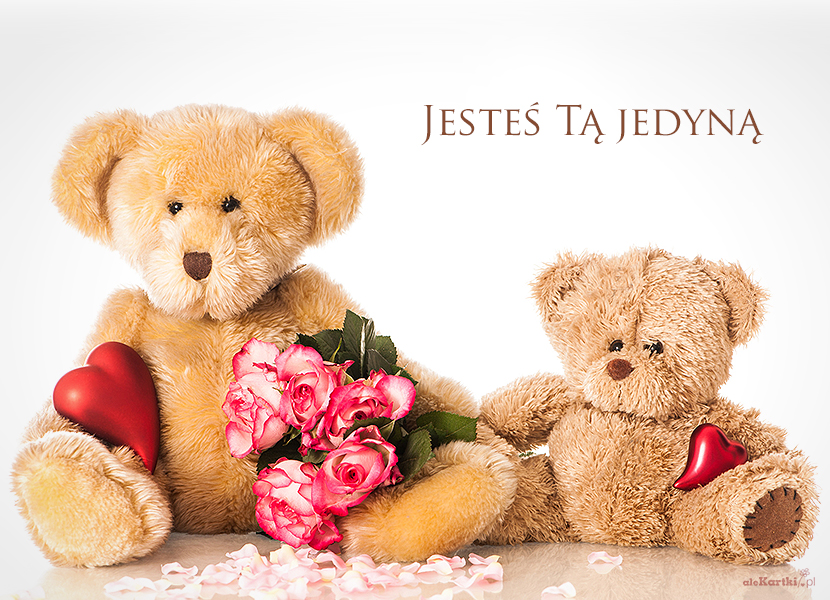 Dwa misie z różami i sercami na walentynki